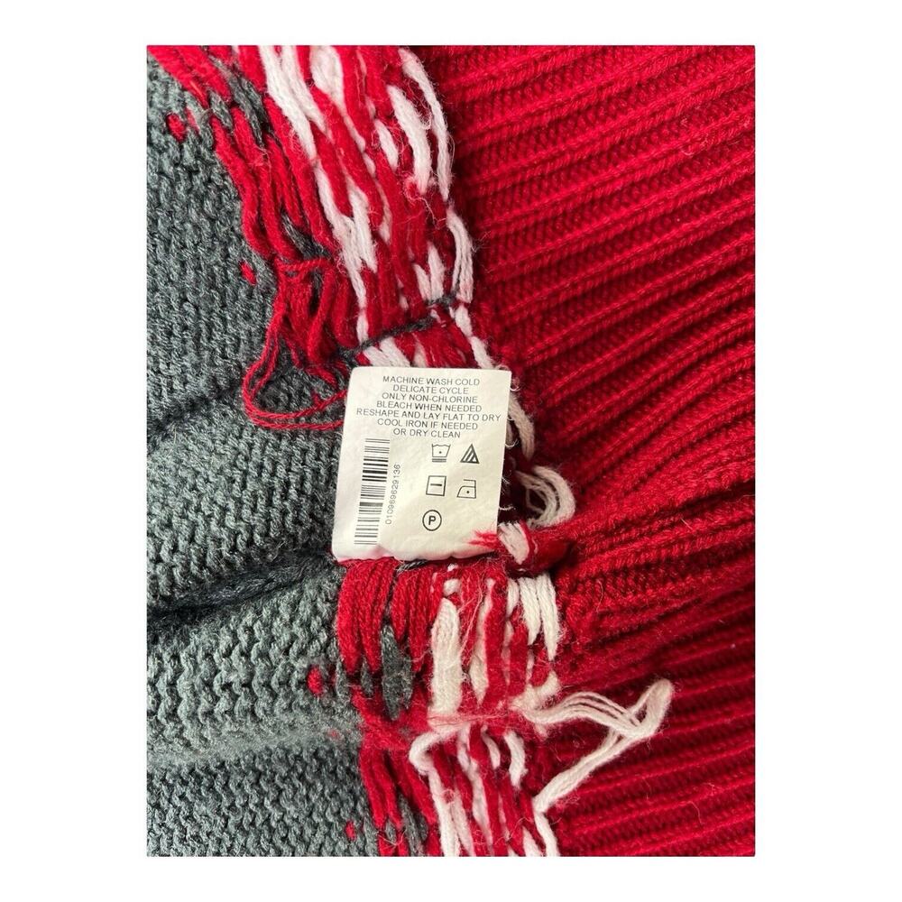 Motherhood Maternity Gray and Red Hooded Fair Isle Knit Sweater - Picture 9 of 12